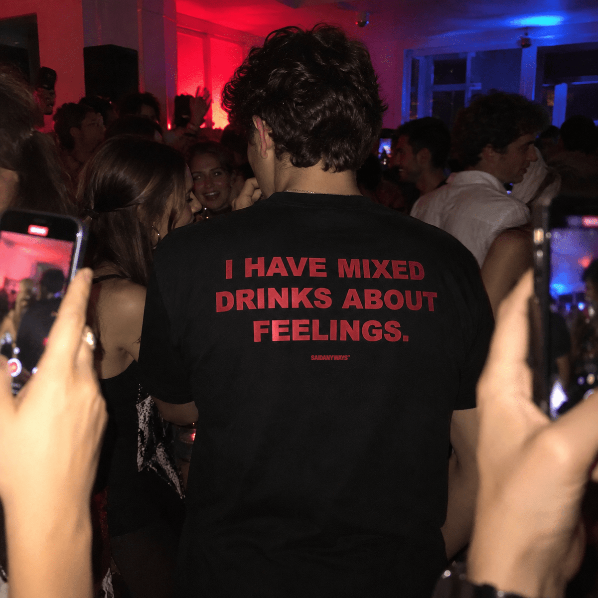 I Have Mixed Drinks About Feelings — Black Tee - SAIDANYWAYSI Have Mixed Drinks About Feelings — Black TeeT-ShirtSAIDANYWAYS
