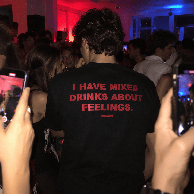 I Have Mixed Drinks About Feelings — Black Tee