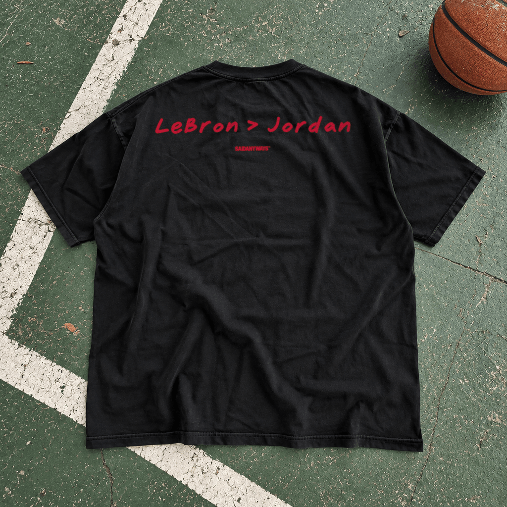 LeBron > Jordan Basketball Debate — Black Tee - SAIDANYWAYSLeBron > Jordan Basketball Debate — Black TeeT-ShirtSAIDANYWAYS