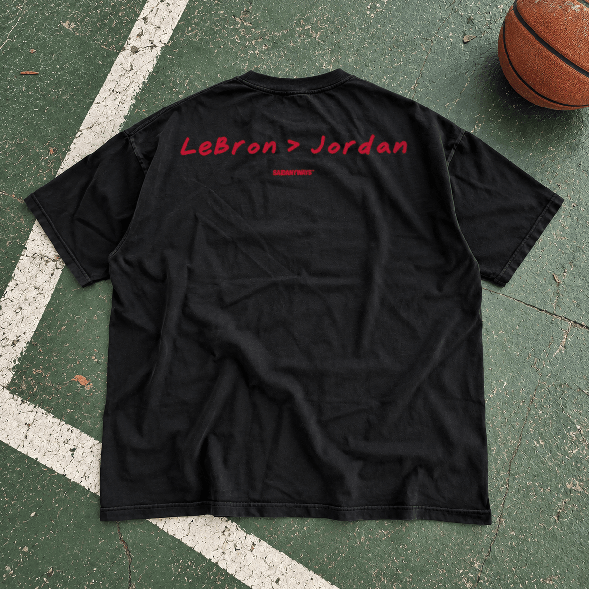 LeBron > Jordan Basketball Debate — Black Tee - SAIDANYWAYSLeBron > Jordan Basketball Debate — Black TeeT-ShirtSAIDANYWAYS