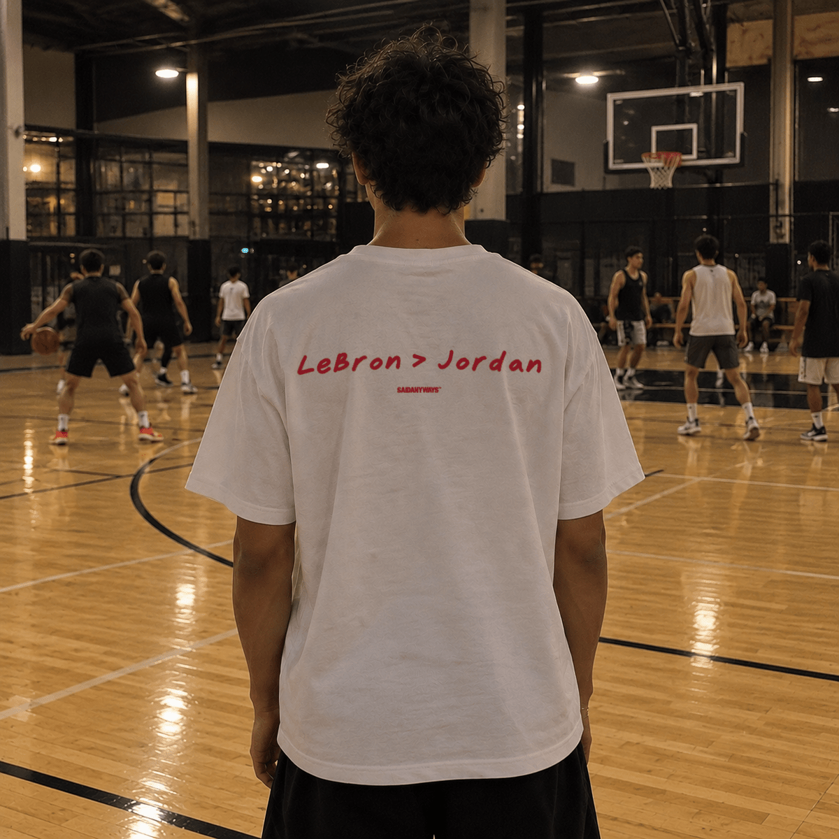 LeBron > Jordan Basketball Debate — White Tee - SAIDANYWAYSLeBron > Jordan Basketball Debate — White TeeT-ShirtSAIDANYWAYS