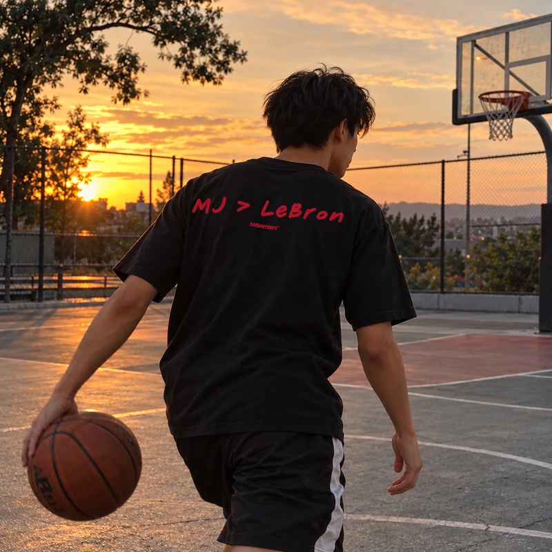 MJ > LeBron Basketball Debate — Black Tee
