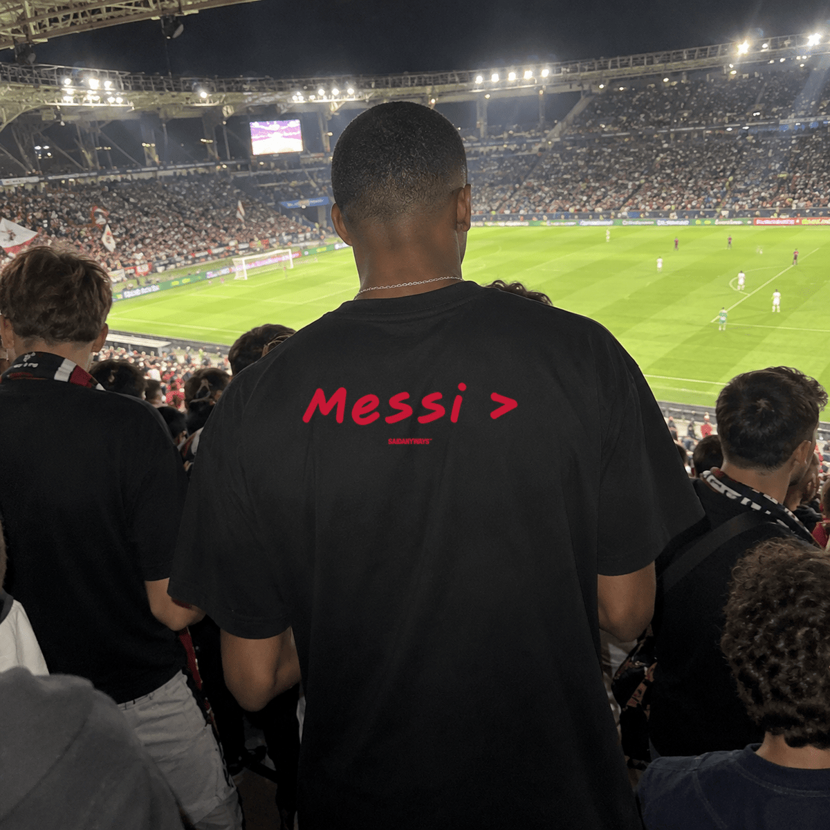 Messi > Football Debate — Black Tee - SAIDANYWAYSMessi > Football Debate — Black TeeT-ShirtSAIDANYWAYS