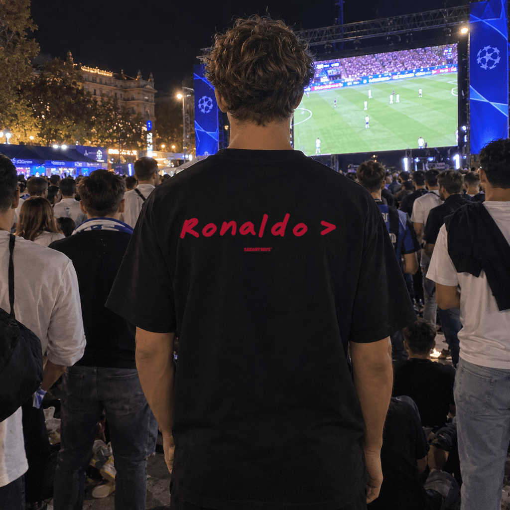 Ronaldo > Football Debate — Black Tee - SAIDANYWAYSRonaldo > Football Debate — Black TeeT-ShirtSAIDANYWAYS