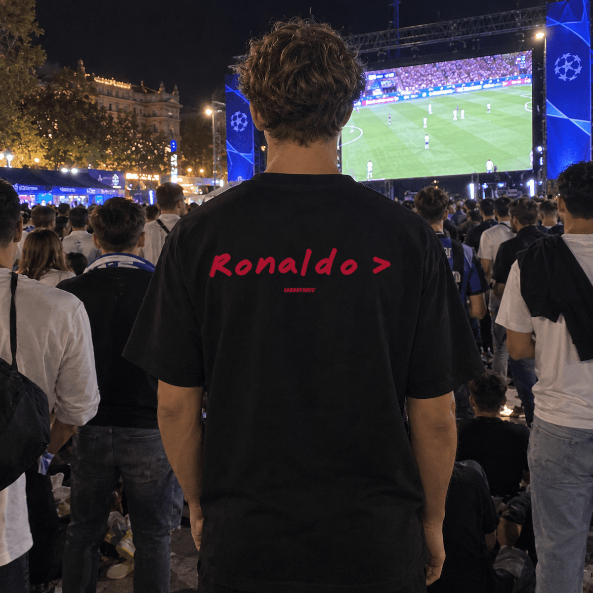 Ronaldo > Football Debate — Black Tee - SAIDANYWAYSRonaldo > Football Debate — Black TeeT-ShirtSAIDANYWAYS