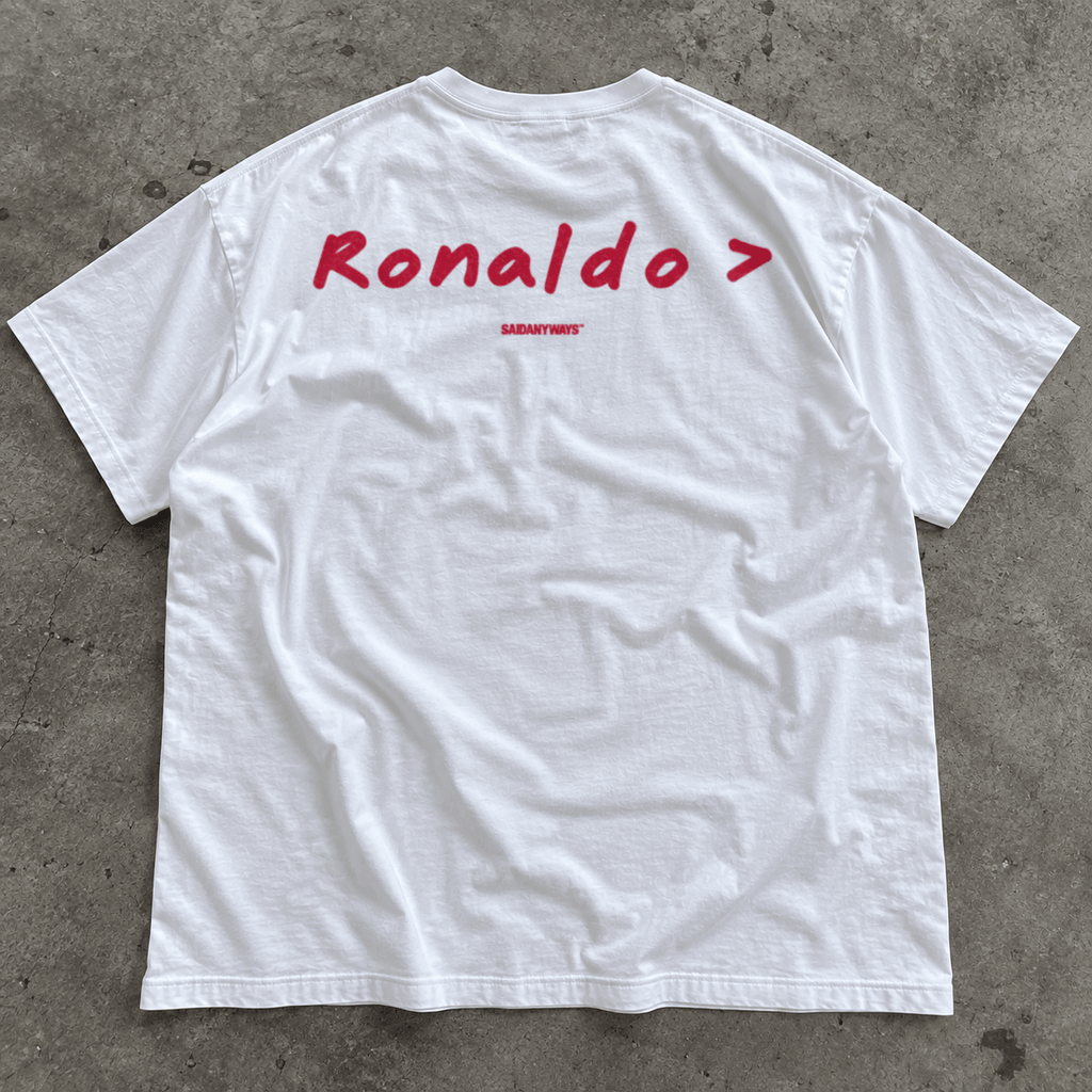 Ronaldo > Football Debate — White Tee - SAIDANYWAYSRonaldo > Football Debate — White TeeT-ShirtSAIDANYWAYS