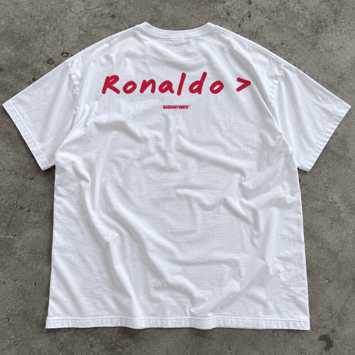 Ronaldo > Football Debate — White Tee - SAIDANYWAYSRonaldo > Football Debate — White TeeT-ShirtSAIDANYWAYS