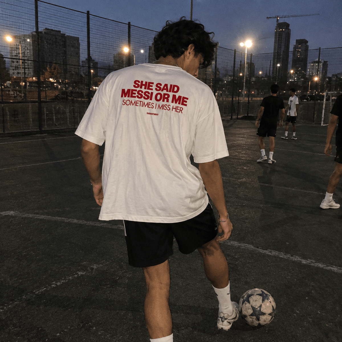 She Said Messi Or Me Sometimes I Miss Her — White Tee - SAIDANYWAYSShe Said Messi Or Me Sometimes I Miss Her — White TeeT-ShirtSAIDANYWAYS