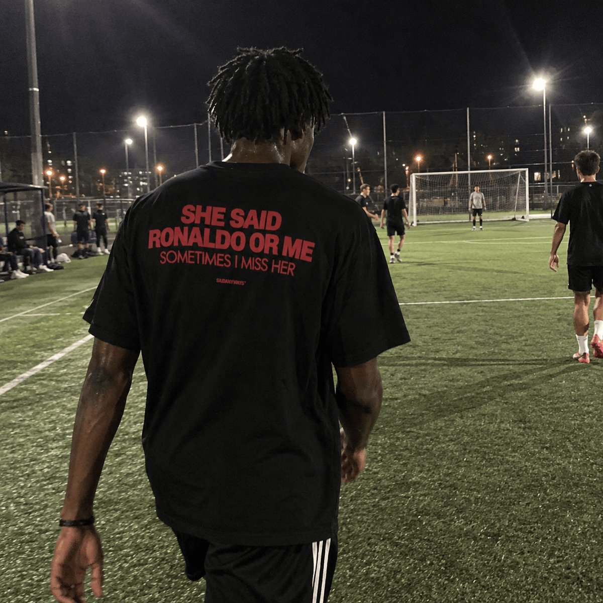 She Said Ronaldo Or Me Sometimes I Miss Her — Black Tee - SAIDANYWAYSShe Said Ronaldo Or Me Sometimes I Miss Her — Black TeeT-ShirtSAIDANYWAYS